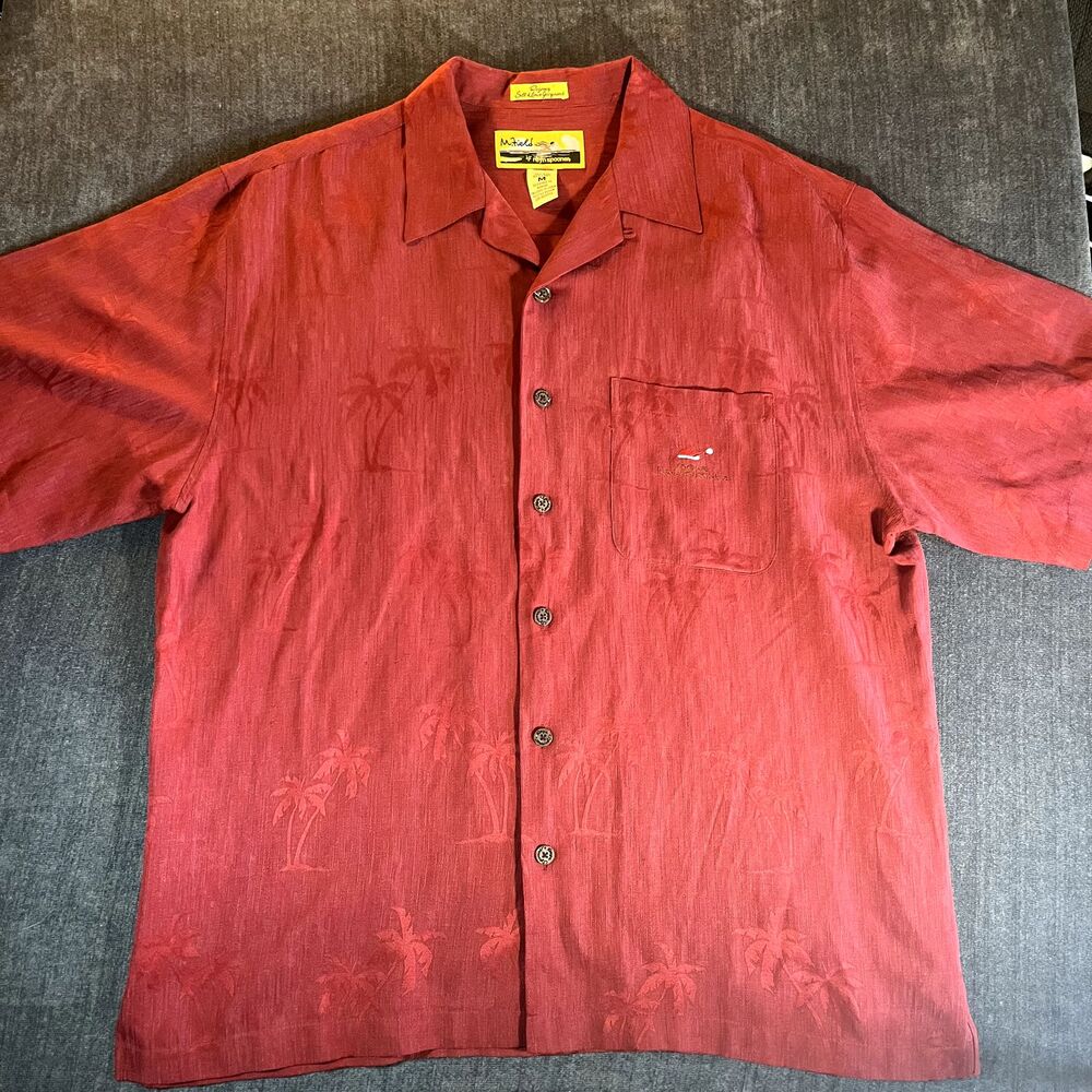 Reyn Spooner Mele Kalikimaka Christmas Hawaiian Shirt Mens M Red Surfing Santa
